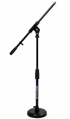 Rockville Kick Drum/Guitar Amp Mic Stand Steel Round Base Fixed Boom Rubber Pad