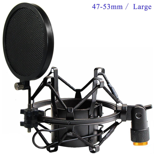 Etubby 47-53mm Microphone Shock Mount with Double Mesh Pop Filter & Screw Anti