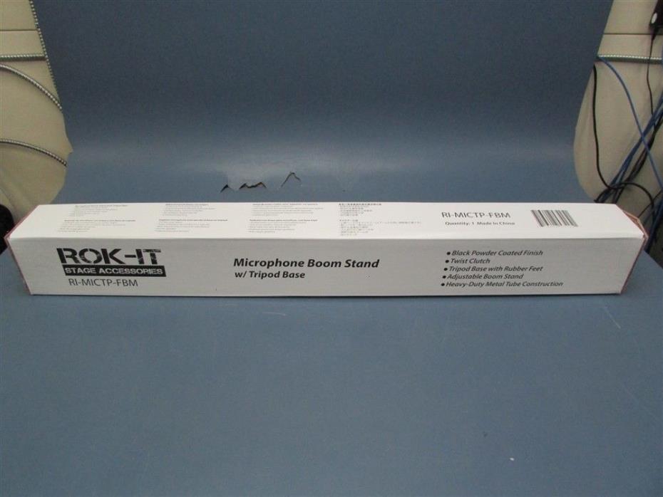 New Rok-It Stage Accessories Microphone Boom Stand w/ Tripod Base RI-MICTP-FBM