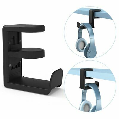 Desk Headphone Hook Hanger Cable Organizer Adjustable & Rotating Arm Clamp Mi...