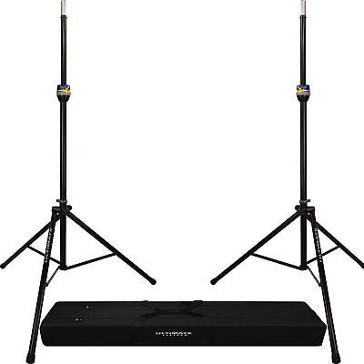 2x Ultimate Support TS-99B Tall Black Speaker Stands with 2-in-1 Tripod Bag