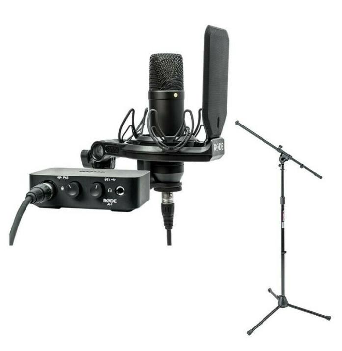 Rode NT1 Ai-1 Interface Bundle with Onstage Euro Boom Microphone Stand - USED