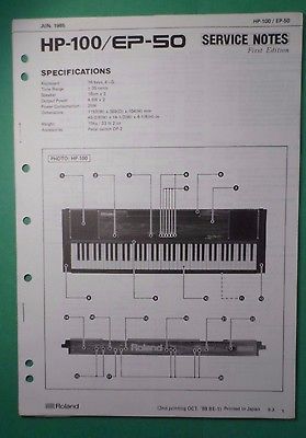Original ROLAND Service Notes- HP-100/EP-50 Electronic Piano First Edition