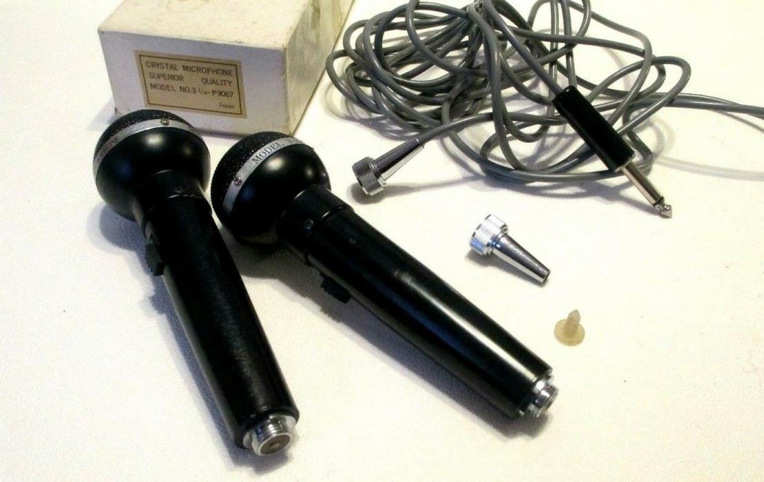 Vtg  Crystal Microphone Cable Mic in Box Japan P 9057