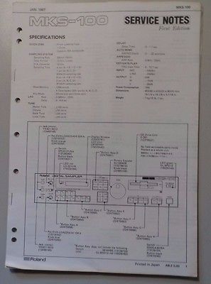 Original ROLAND Service Notes- MKS-100 Digital Sampler