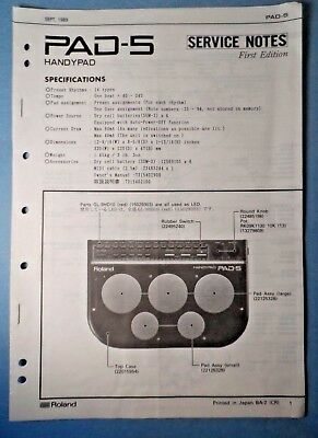 Original ROLAND Service Notes- PAD-5 Handypad