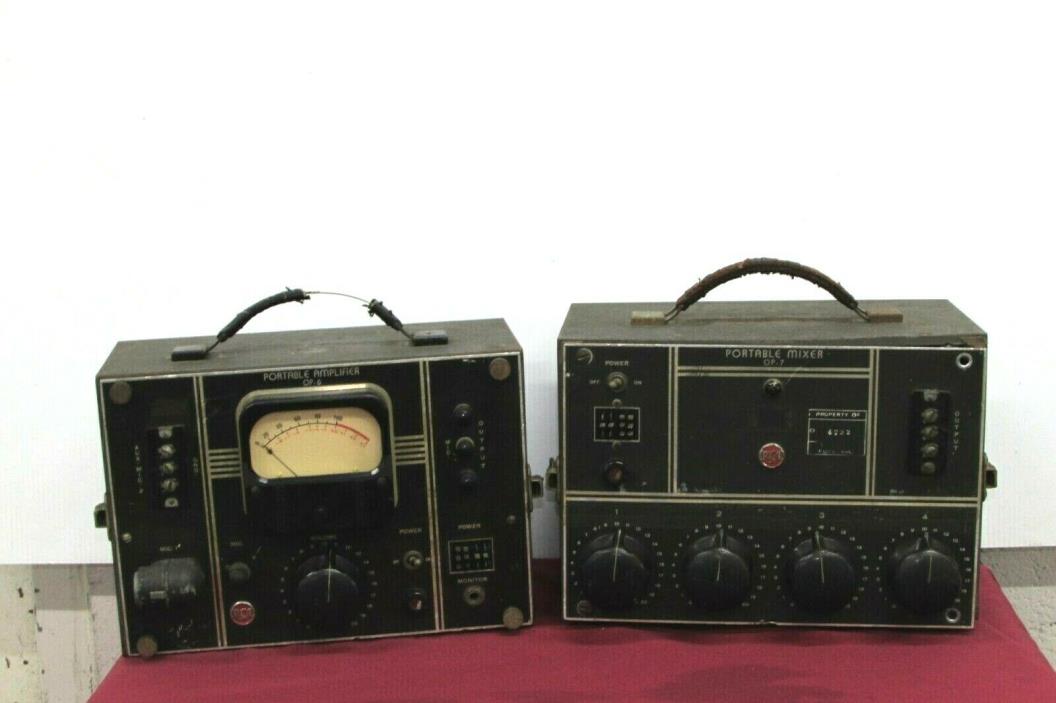 PAIR Vintage RCA OP6 OP7 Portable Tube Broadcast Mixer Amp / Preamp *UNTESTED*