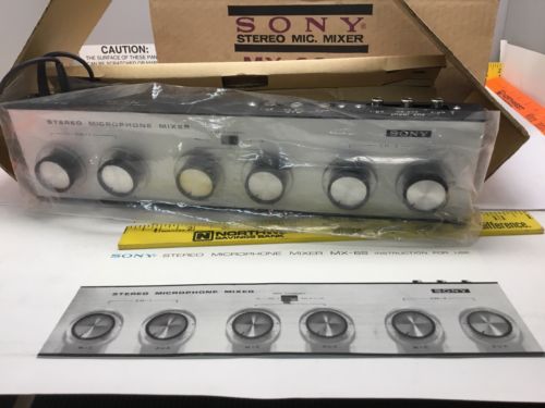 SONY Stereo Microphone Mixer MX - 6S Aux Channel NOS Silver Face Control