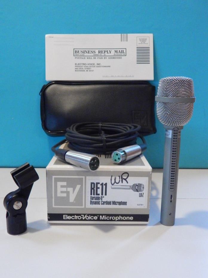Vintage 1995 Electro Voice RE11 Dynamic Microphone In Box With Accessories Clean