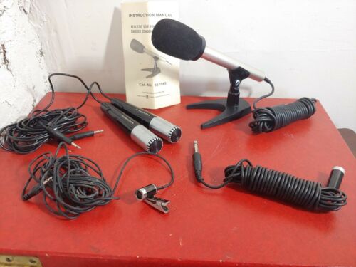 Lot of 5 Vintage Microphones Realistic 33-1045 Panasonic clip on standing