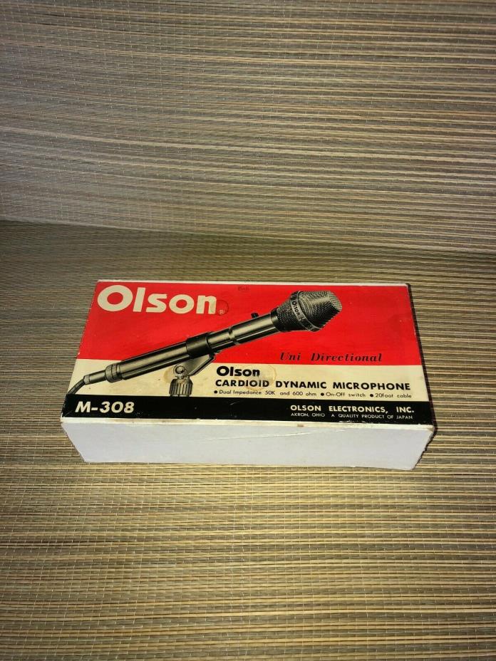 OLSON CARDIOID DYNAMIC MICROPHONE-40 YEARS OLD +MODEL M-308 - IN ORIGINAL BOX-