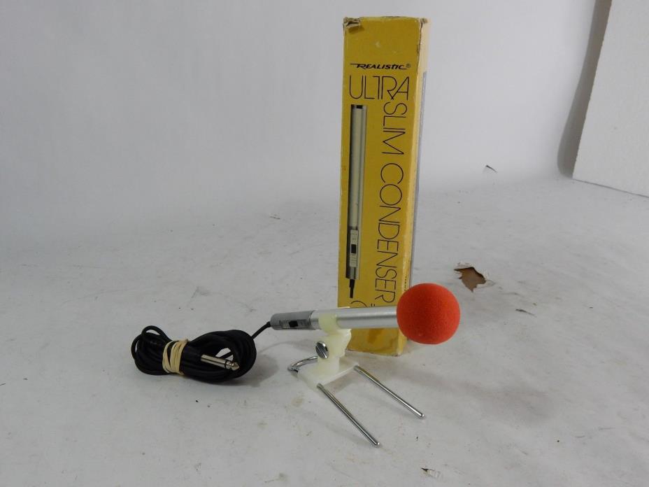 Vintage Realistic 33-1050A Ultra Slim Condenser Microphone Mic with Box