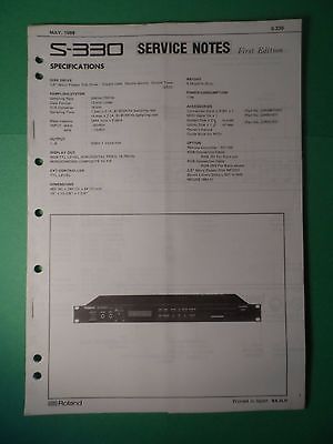 Original ROLAND Service Notes- S-330 Digital Sampler Rack Mount *Used*
