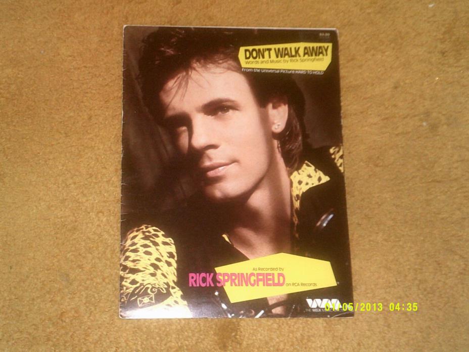 Rick Springfield sheet music Don't Walk Away '84 8 pages (VG+ shape)