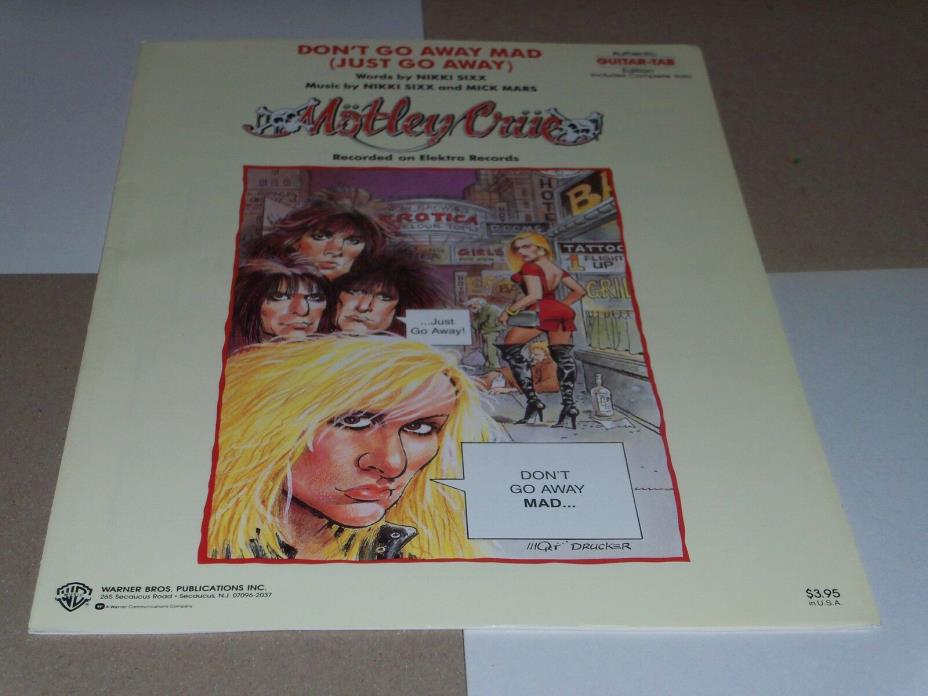 Motley Crue sheet music Don't Go Away Mad (Just Go Away) GUITAR TAB '90 14 pp M-