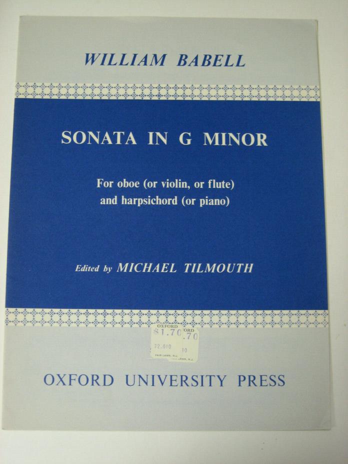 William Babell Sonata in G Minor Oboe or violin flute & Harpsichord Sheet Music
