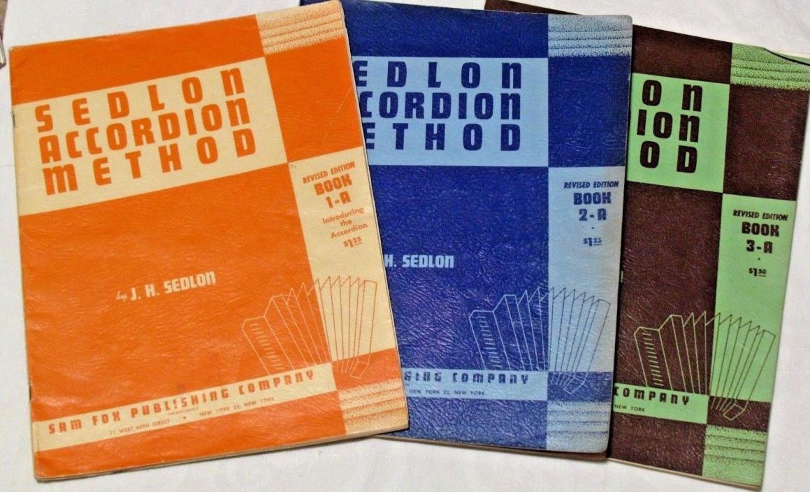 Lot of 3 SEDLON ACCORDION METHOD 1A 2A 3A Learn to Play