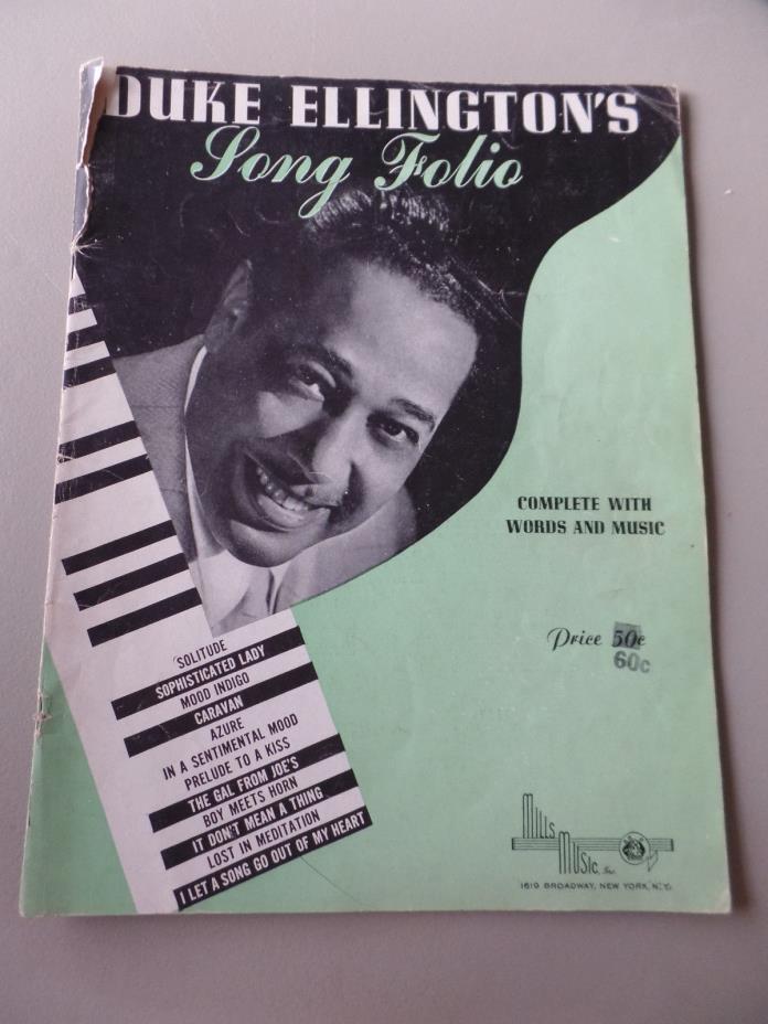 1934 Duke Ellington's Song Folio Piano Music w/ Workds Mills Music, NY 32 pp.GVC