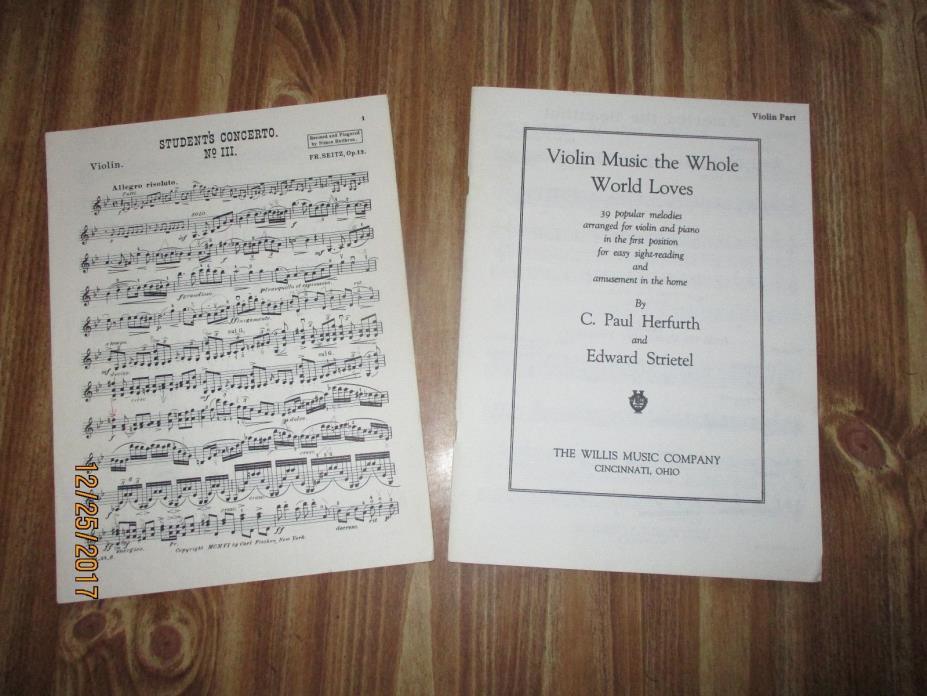 Lot 2 violin sheet music book & Student Concerto No. 3. III folk Ameicana ++