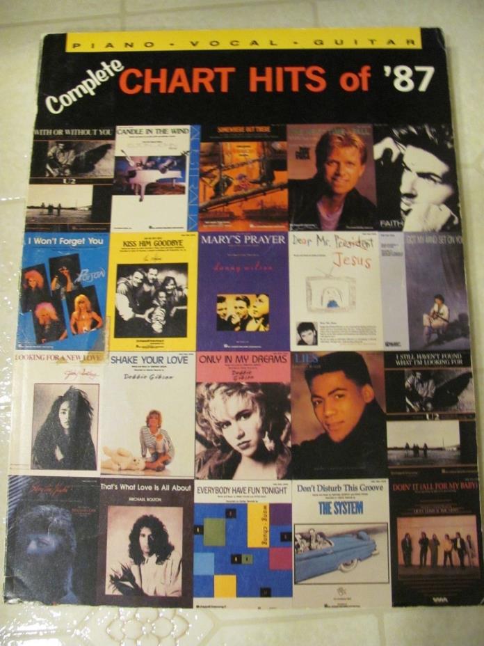 Complete CHART HITS 0f '87 Music Songbook, Hal Leonard Piano Guitar Vocal, 1987