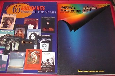 2 Music Books: 65 GOLDEN HITS THROUGH THE YEARS + #1 SONGS of the 80's Billboard