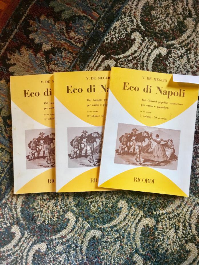 V. De Meglio ECO DI NAPOLI 3 Volumes Set  - Ricordi 1981 Songbook napoletane