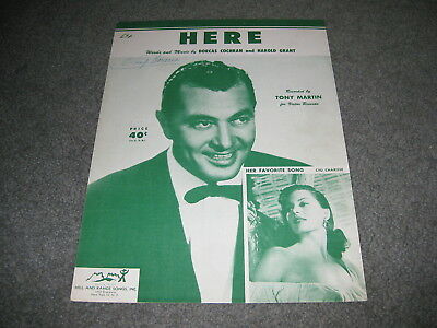 Vintage Sheet Music - Here Tony Martin 1954 Cyd Charisse Her favorite song