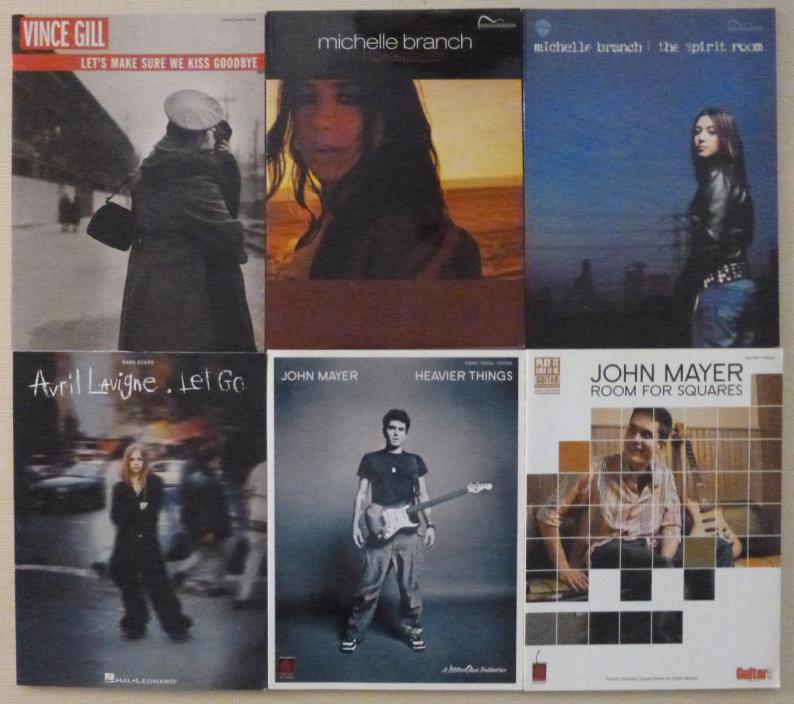 6 - Music Books - Vince Gill, Michelle Branch, Avril Lavigne, John Mayer - New