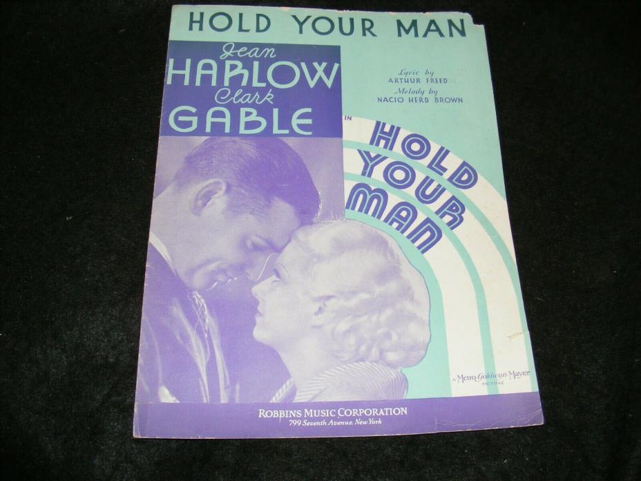 Framable CLARK GABLE / JEAN HARLOW SHEET MUSIC Hold Your MAN ART DECO Style 1933