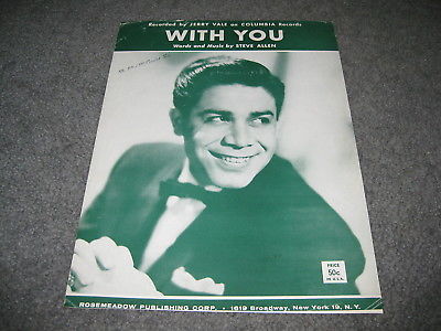 Vintage Sheet Music - With You Jerry Vale 1956