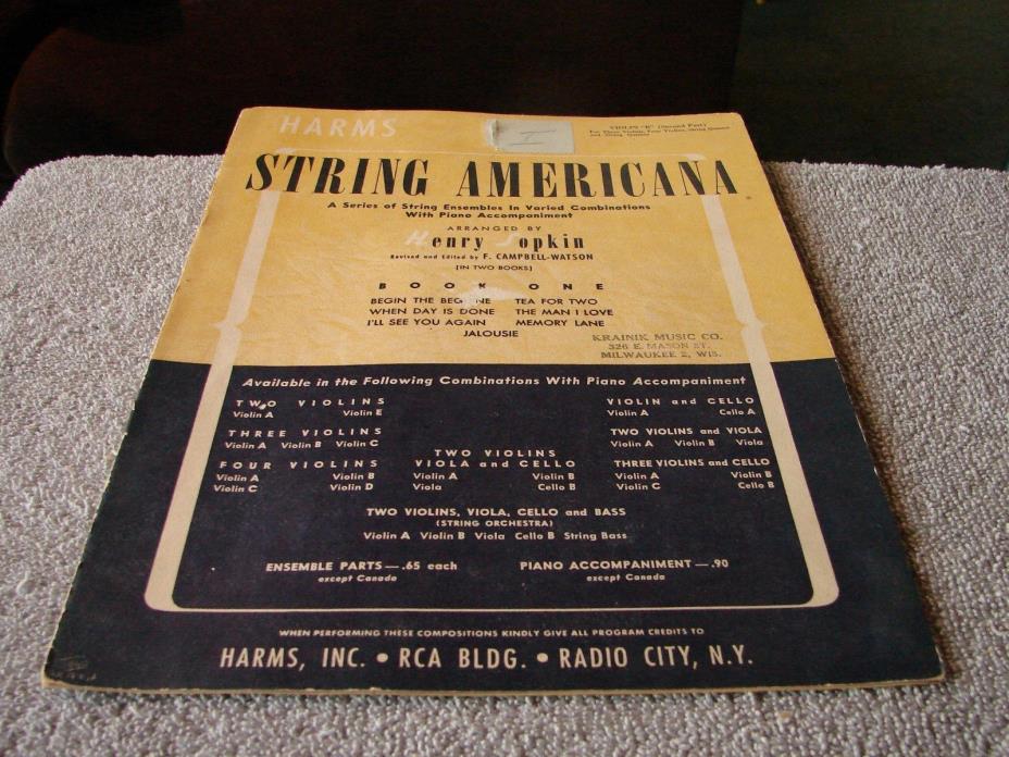 Harms String Americana, Sring Ensembles, !941