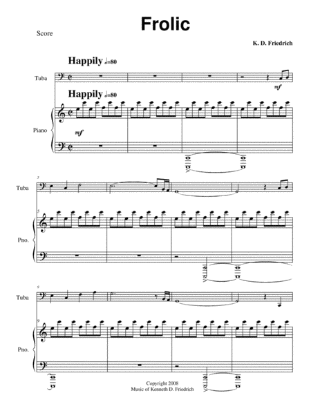 sheet music - Frolic - tuba and piano