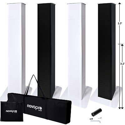 Novopro PS1XL White Variable Height DJ Podium w White/Black Scrims & Bag 4 Pack