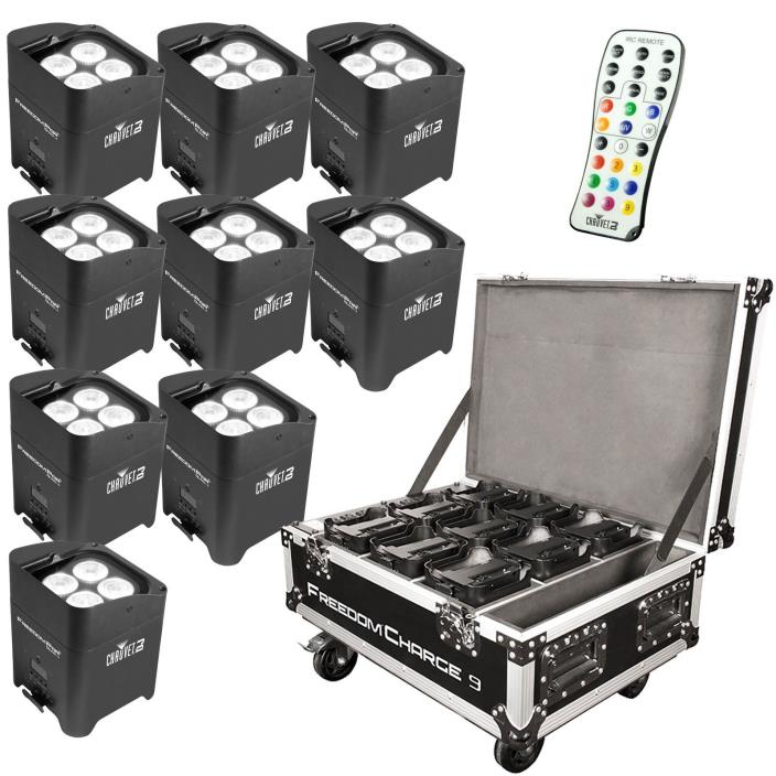 (9) Chauvet DJ Freedom Par Quad-4 & Freedom Charge 9 Package