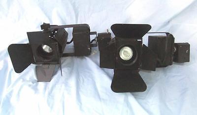 (2) Vintage Times Square Stage Lighting   Miniature Fresnel Track Spot Lights C3