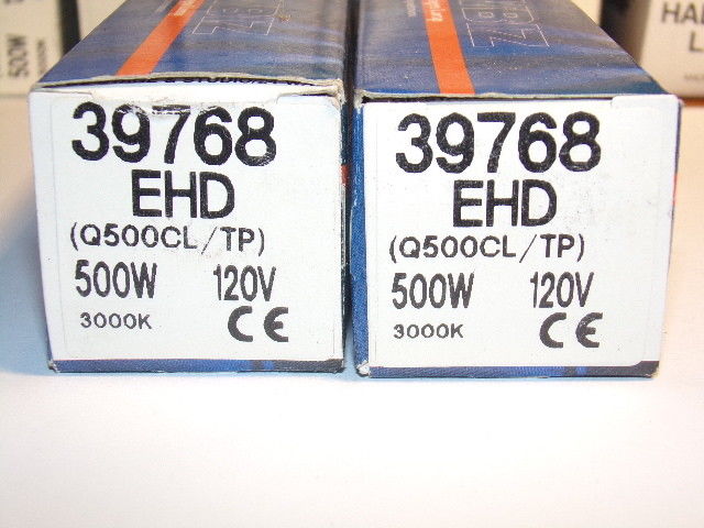 (2) GE LIGHTING 39768-EHD Q500CL/TP 500W 120V (Surplus New In factory packaging)