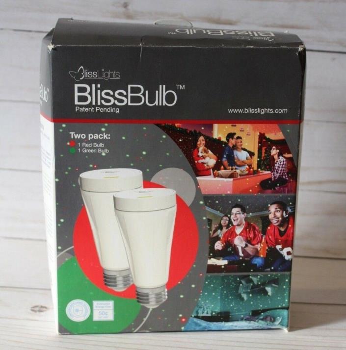BlissLights BlissBulb Two Pack 1 Red 1 Green Light Bulb w/ Speckled Light Effect