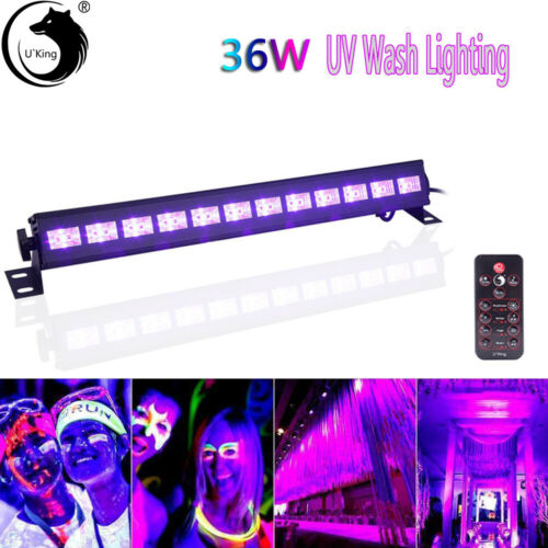 U`King UV 12LED Black Light Wall Wash Stage Lighting Remote Control KTV DJ Disco