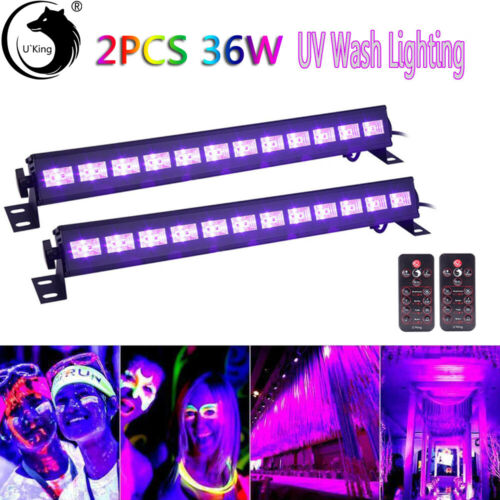 UV 36W 2PCS U`King 12 LED Wall Wash Stage Light Show Club Disco Remote Control