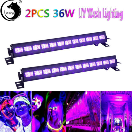 2PCS 36W U`King 12 LED UV Wall Wash Stage Lighting Black Light Wedding Disco DJ