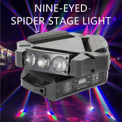 9x3W 3in1 LED Spider Stage Moving Head Light RGB DMX 512 KTV DJ Live Show Club