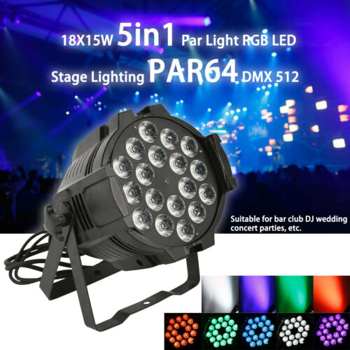 18X15W 5in1 RGBWA Stage Par Light RGB LED Lighting Party DJ Club Disco PAR64 DMX