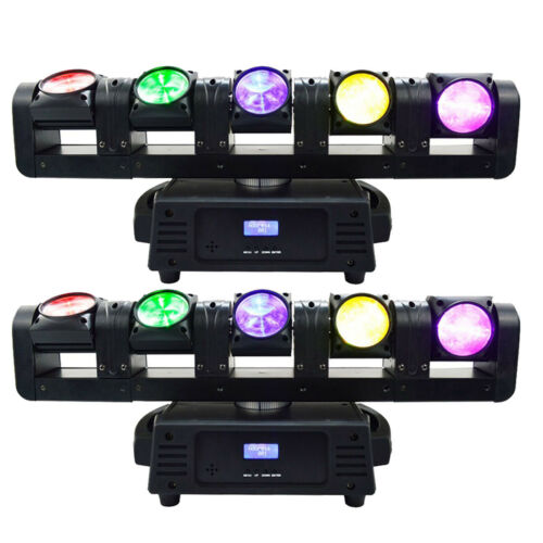 2pcs RGBW Stage Light 5 Moving head DJ Lights DMX 5x12W Beam LED Lighting party