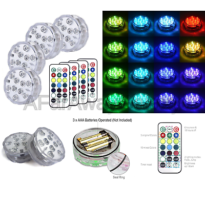 Huakway RGB Color Changing Submersible Lights, 13 Colors 2 Modes Battery Powe...