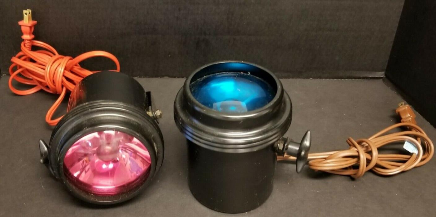 CAN Lights Set of 2 DJ Stage  Disco Ball Lighting Aqua and Pink Plug In Working