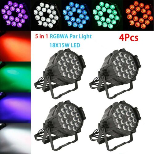 4Pcs 5 in 1 RGBWA Stage Par Light 270W LED Lighting Party DJ PAR 64 DMX US Stock