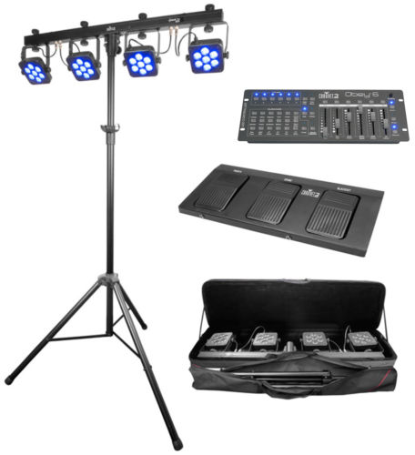Chauvet DJ 4BARTRIUSB 4 BAR TRI USB LED Wash Light W/Stand+Controller+Pedal+Bag
