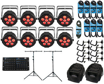 8x CHAUVET DJ SlimPAR H6 USB + ADJ Hexcon + Stands + Bags + Clamps + Cables