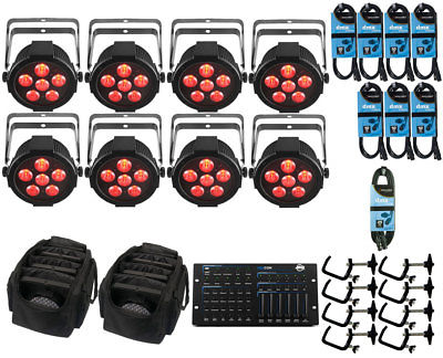 8x CHAUVET DJ SlimPAR H6 USB + ADJ Hexcon + Bags + Clamps + Cables