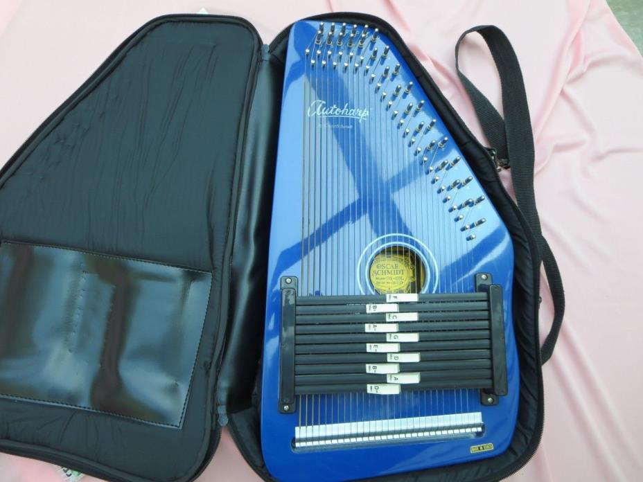 Oscar Schmidt Autoharp Model OS-10 BL (Blue) with padded case and music books